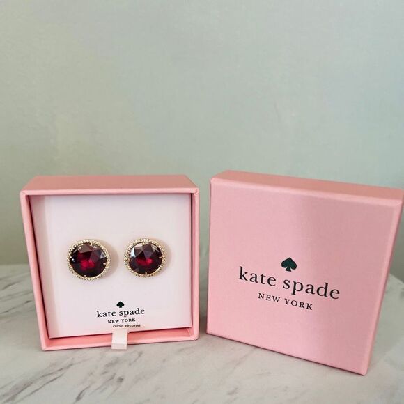 KATE SPADE NEW YORK she has spark halo studs earrings, Fuchsia/Purple, NWT - Picture 5 of 12